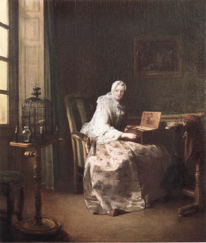 Lady with a Bird-Organ, Jean Baptiste Simeon Chardin